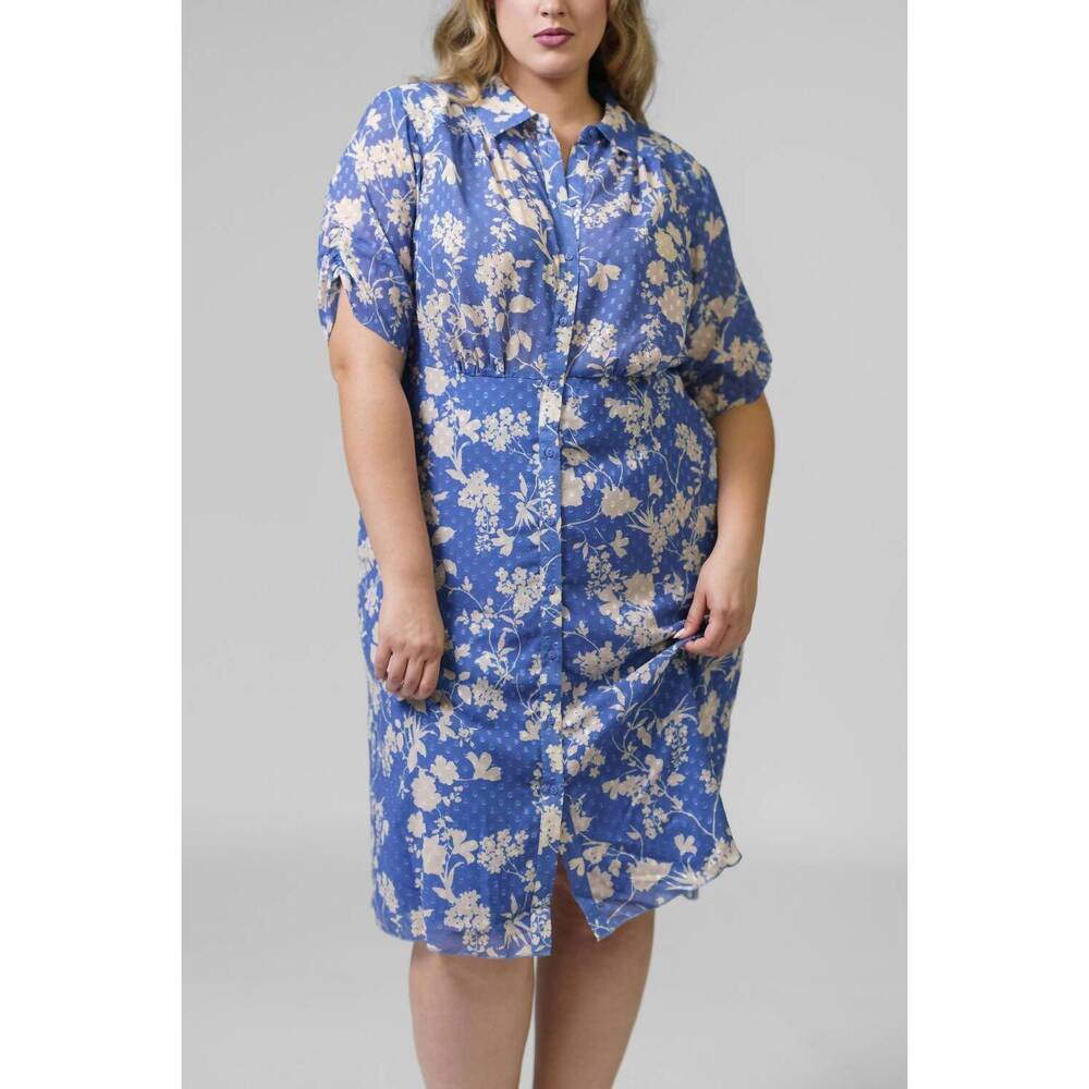 NEW MARÉE POUR TOI clip dot shirtdress in dusty blue
